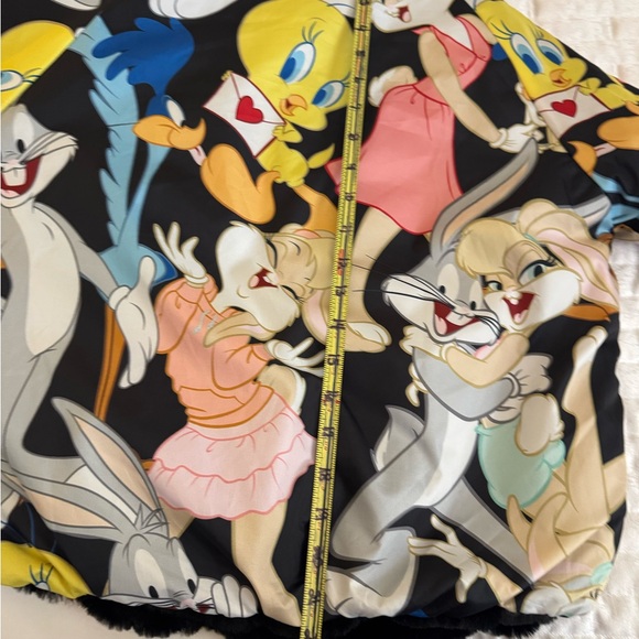 Looney Tunes Members Only Jacket Womens S Hoodie and reversible jacket black fur - Picture 6 of 10